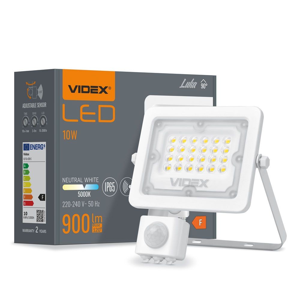 Hvid Luca Spot 10w Led Med Bevægelsessensor Neutral 230v Lysstyrke 900 Forbrug Kulør : Neutral - Videx 651012526 - 5904405541142