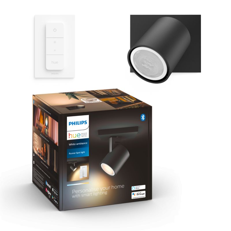 Sort Philips Hue Runner Hue Single Spot 1x4 Spot White Ambiance - Philips Hue 651012526 - 8720169320710